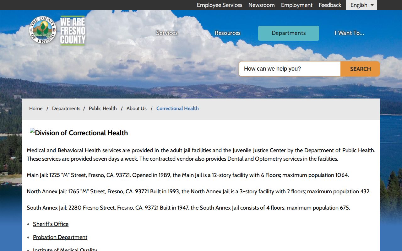 Fresno County correctional health facility information