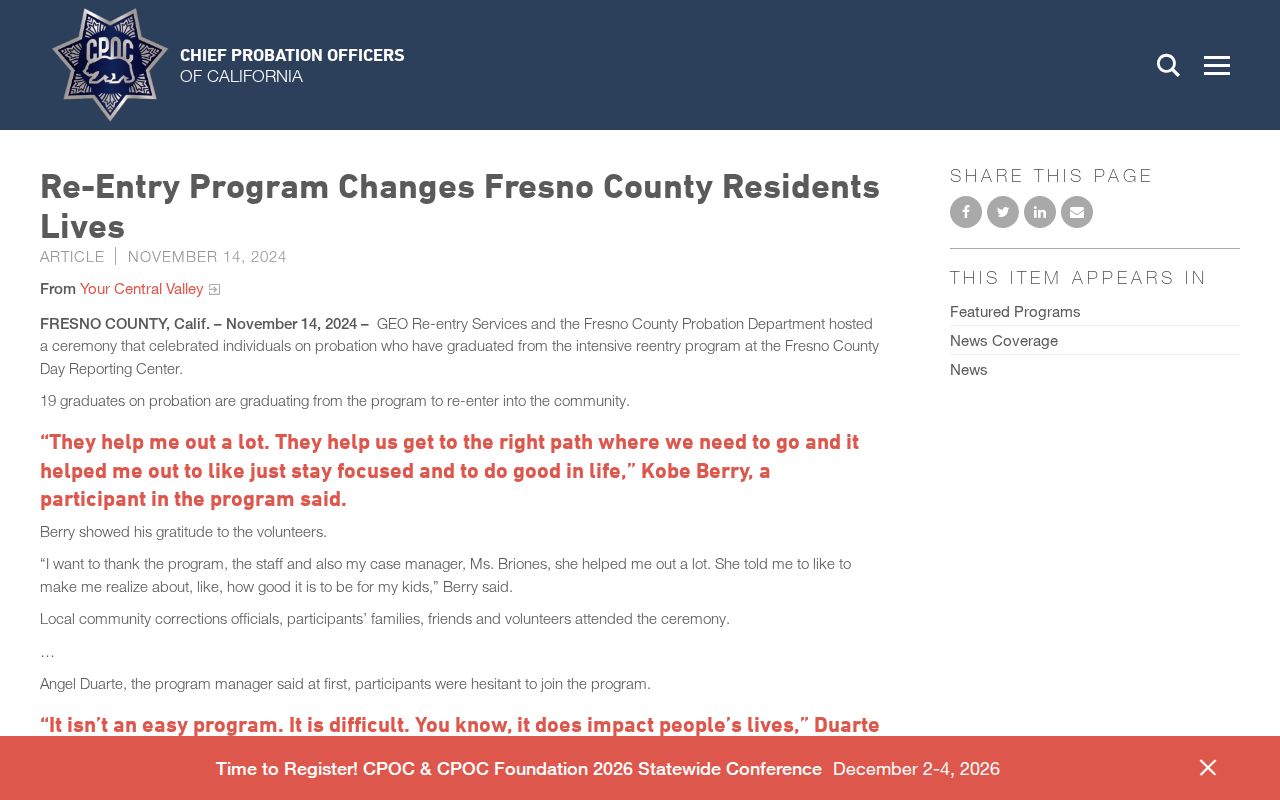 Fresno County reentry information for post-release supervision
