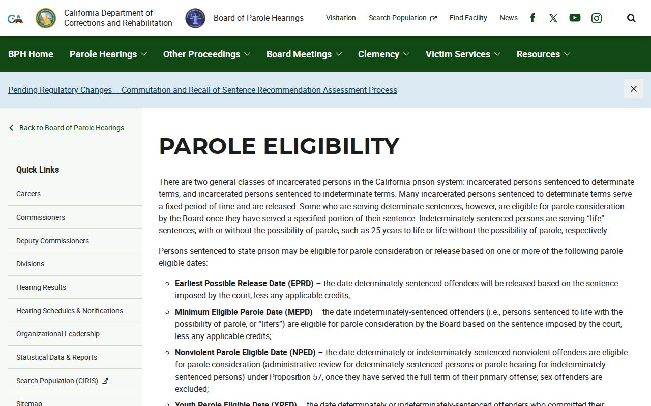CDCR parole eligibility fields for Fresno County release date lookup